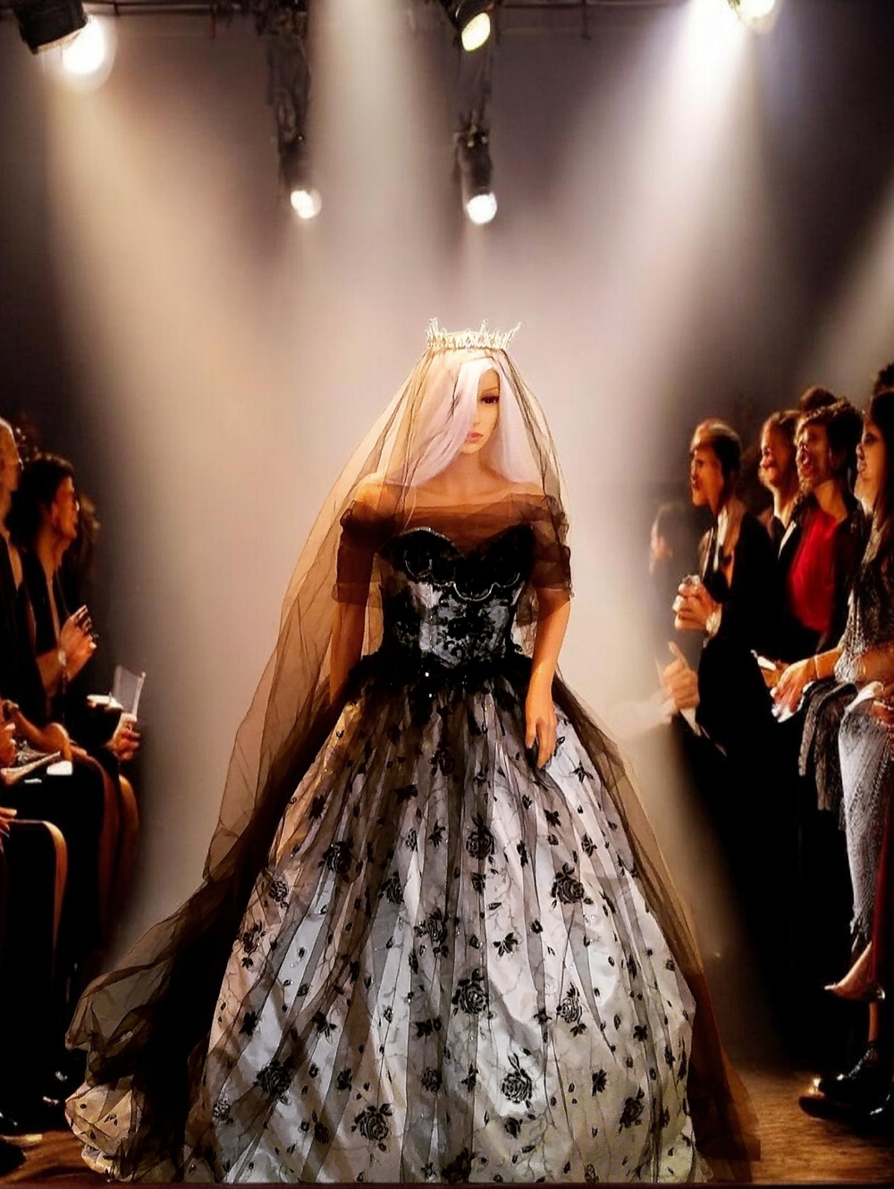 "MARIA LOUISA" Gothic Romance Black & White Wedding Ballgown Set